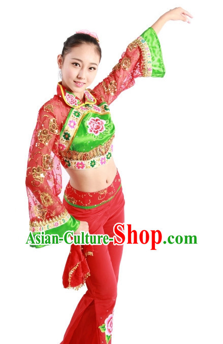 China Handkerchief Dance Costumes Ballerina Costume Burlesque Costumes Salsa Costumes