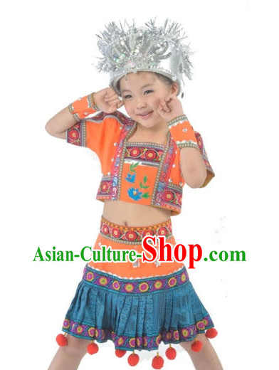 China Kids Miao Dance Costumes Ballerina Costume Burlesque Costumes Salsa Costumes