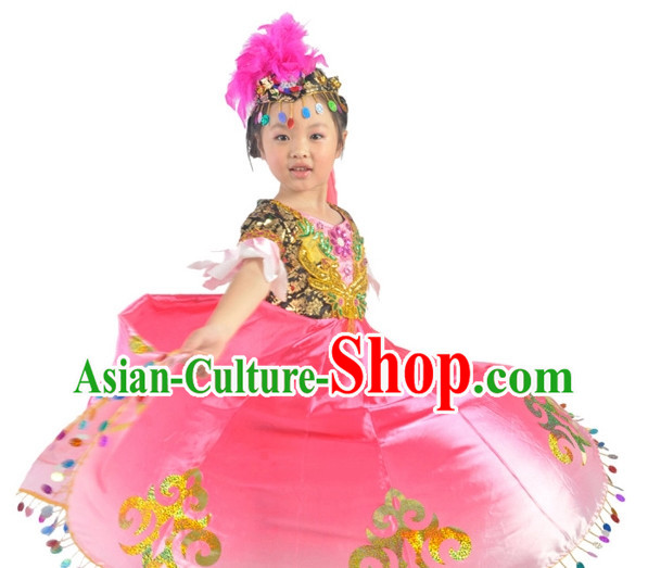 China Kids Xinjiang Dance Costumes Ballerina Costume Burlesque Costumes Salsa Costumes