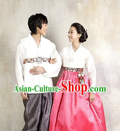 Korean Huband and Wife Special Day Hanbok Dresses Complete Set for Men and Women