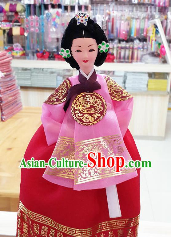 Korean Traditional Imperial Empress Silk Figurine Doll Arts