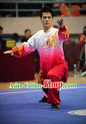 Color Transition Top Asian Chinese Tai Chi Qi Gong Yoga Long Sleeved Uniform for Men