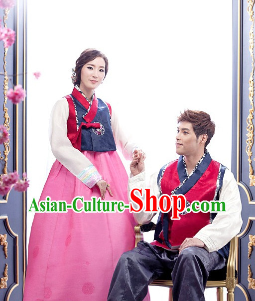 Top Korean Traditional Hanbok National Costumes Complete Set for Men and Women