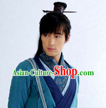 Long Black Chinese Swordsmen Wig