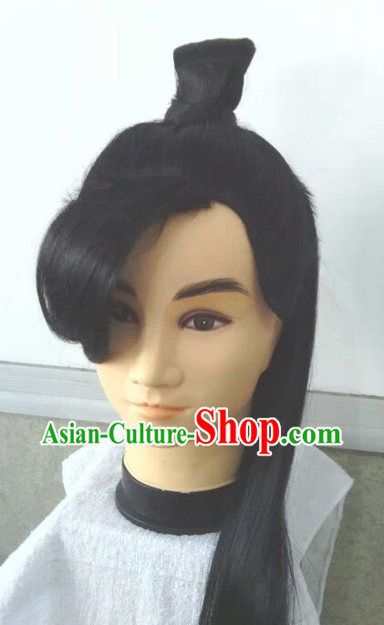 Long Black Chinese Swordsmen Wig