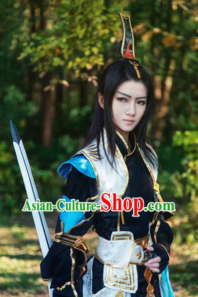 Chinese Cosplay General Warrior Costumes and Hat Complete Set