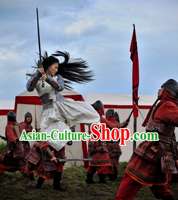 Asian Fashion Chinese Female General Costumes Complete Set