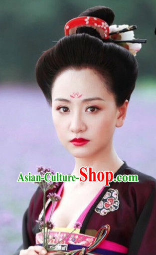 Tang Dynasty Style Chinese Female Black Wig Hair Accessories Hair Jewelry