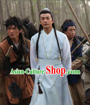 Chinese Swordsmen Costumes China Civilization and Hair Bands Complete Set for Men