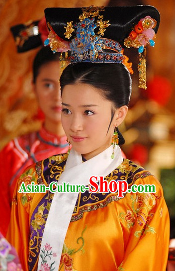 Qing Dynasty Style Chinese Female Black Wig Hair Accessories Hair Jewelry