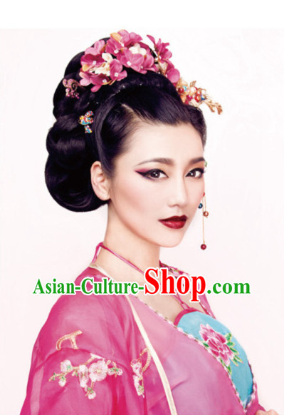 Chinese Traditional Style Female Black Wig and Hair Accessories Hair Jewelry