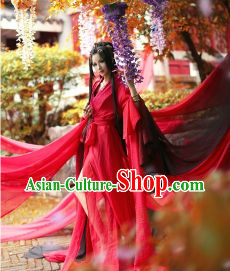 Chinese Red Hanfu Costume Asian Fashion China Civilization Medieval Costumes Carnival Costume