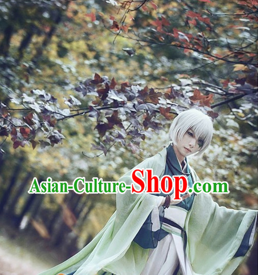 Chinese Cosplay Kimono Costumes Asian Fashion and Wig Complete Set