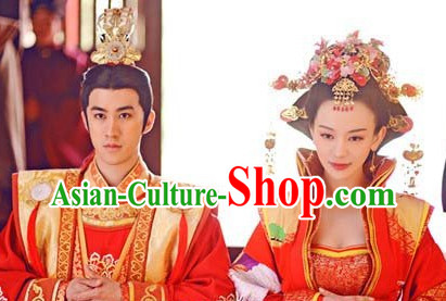 Chinese Traditional Emperor and Empress Hair Accessories and Jewelry 2 Sets