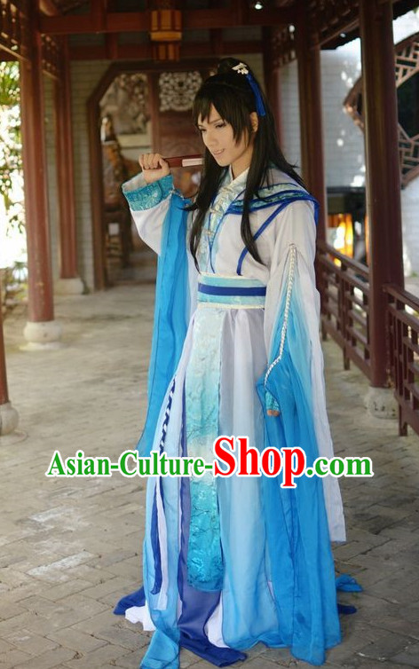 Top Chinese Halloween Costumes Asian Fashion Blue Fairy Costume Complete Set for Women