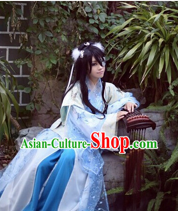 Top Chinese Halloween Costumes Asian Fashion Blue Fairy Costume Complete Set for Women