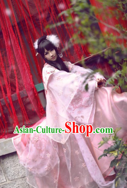 Chinese Ancient Pink Empress Fairy Costume and Hair Jewelry for Women