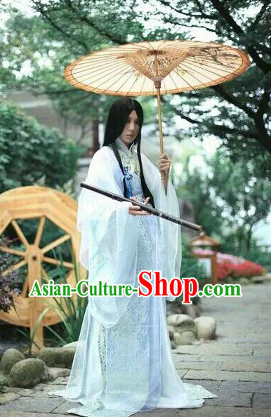 Asian Fashion Chinese Umbrella Hanfu Clothing Complete Set for Men