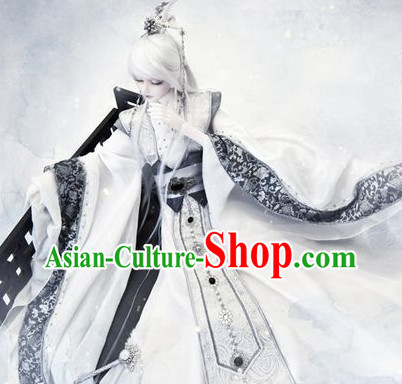 Asian Fashion Chinese Prince Cosplay Costumes and Hair Jewelry Complete Set for Men