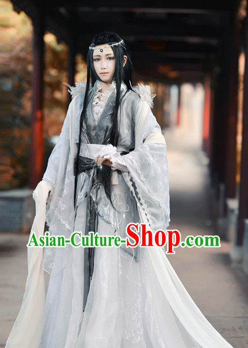 Asian Fashion Chinese Empress Cosplay Halloween Costumes and Hair Jewelry Complete Set for Women