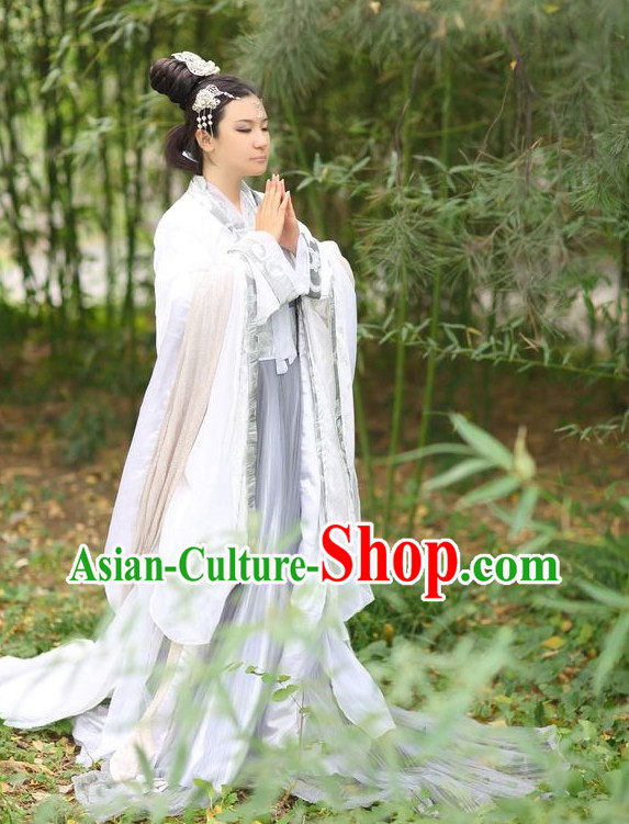 Asian Fashion Chinese Female Hanfu Clothing and Hair Jewelry Complete Set for Women