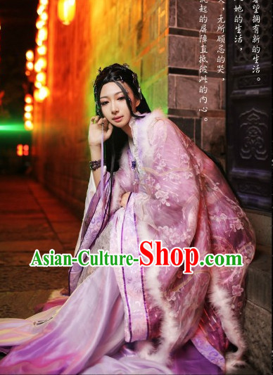 Asian Fashion Chinese Female Hanfu Clothing and Hair Jewelry Complete Set for Women