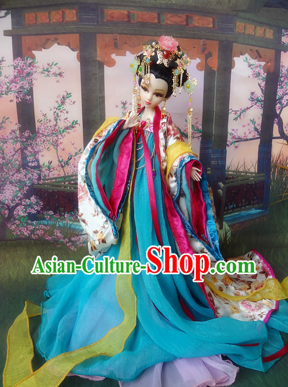 Asian Fashion Chinese Empress Kimono Costumes and Hair Jewelry Complete Set