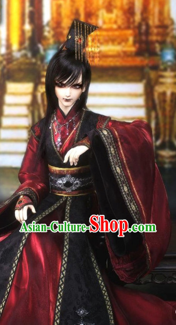 Asian Fashion Chinese Emperor Costumes Hanfu and Crown Complete Set for Men