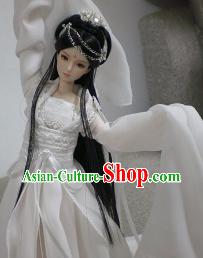 Asia Fashion China Civilization Chinese White Fairy Costumes Hanfu Dresses Complete Set for Women