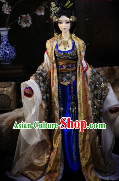 Asia Fashion China Civilization Chinese Empress Costumes and Hair Jewelry Complete Set for Women