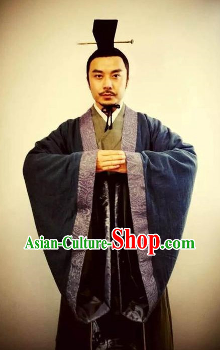 Asia Fashion China Civilization Chinese Male Hanfu Costumes and Coronet Complete Set