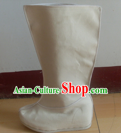 Handmade Asian Chinese Traditional White Boots online Fabric Boots