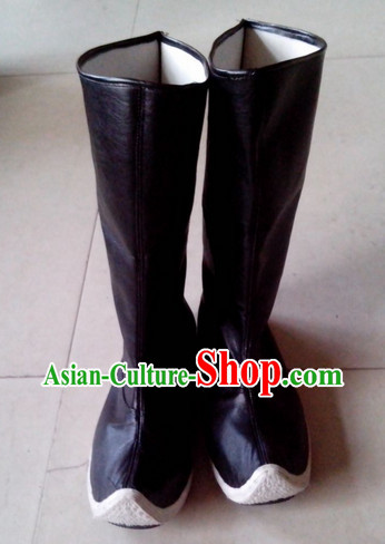 Handmade Asian Chinese Traditional Black Feather Boots online Ancient Hanfu Boots