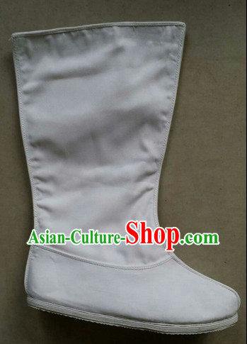 Handmade Asian Chinese Traditional Pure White Hanfu Boots online Ancient Boots