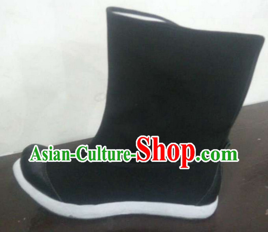 Handmade Chinese Traditional Men Black Leather Shoes Footwear