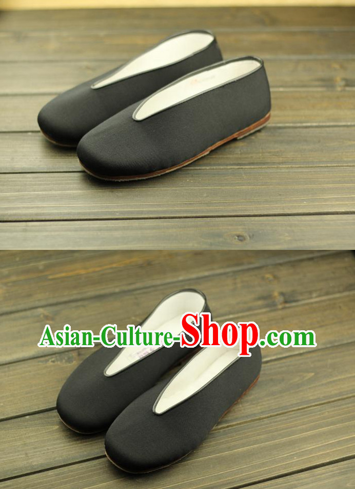 Black Handmade Chinese Traditional Fabric Shoes Footwear