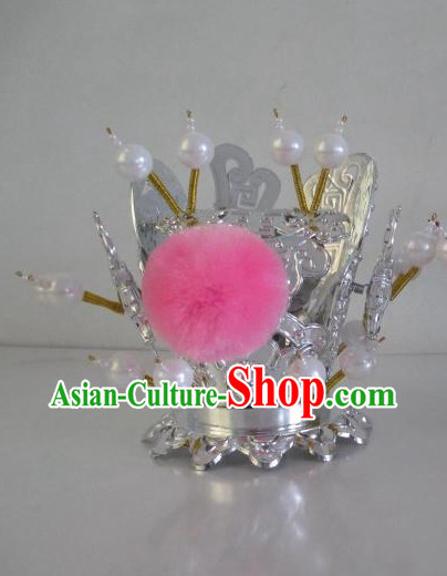 Silver Color Oriental Stage Performance Peking Opera Prince Kids Hat