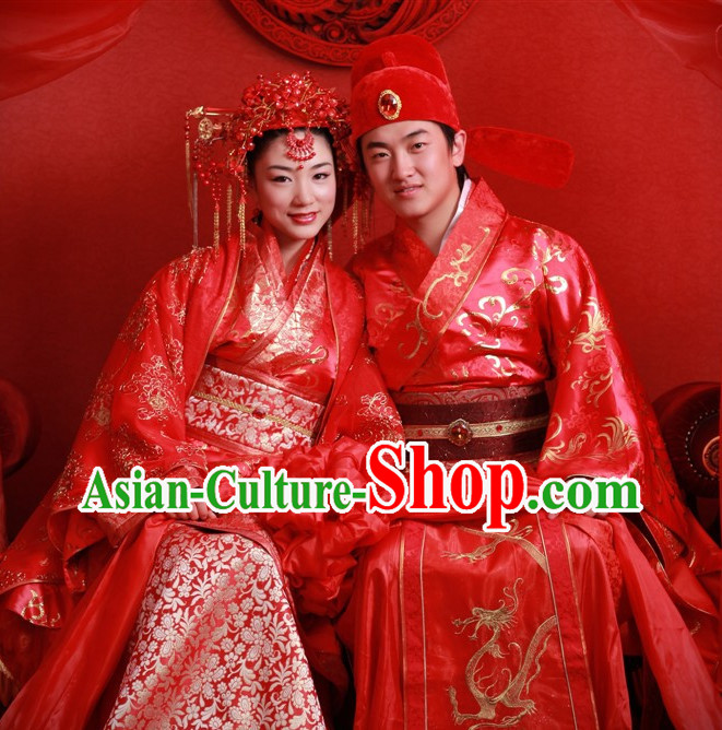 Oriental Clothing Chinese Wedding Clothes and Hats for Bridal Couples