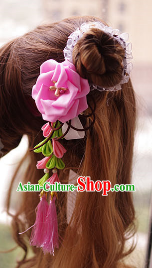 Chinese Traditional Flower Hair Fascinators Hair Slides Headpieces Hair Ornaments