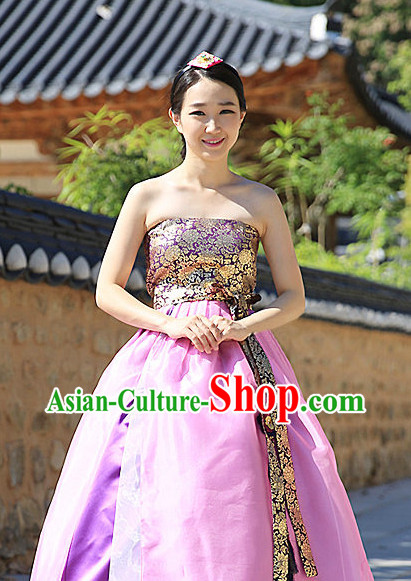 Traditional Korean Custom Made Special Day Customized Hanbok Eveing Dress Complete Set for Couple