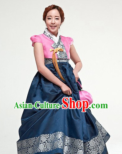 Traditional Korean Custom Made Special Day Customized Hanbok Eveing Dress Complete Set for Couple