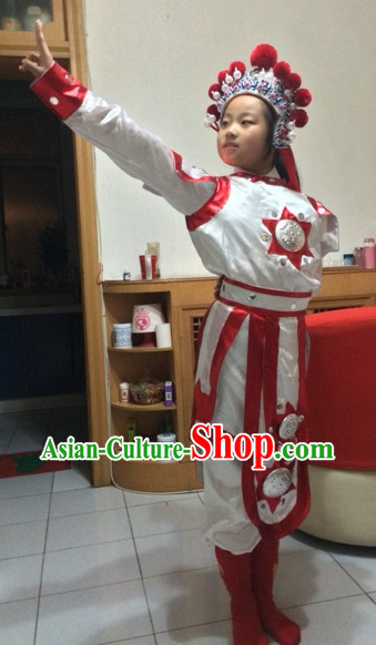 Chinese Hua Mudan Kids Dance Costumes and Hat