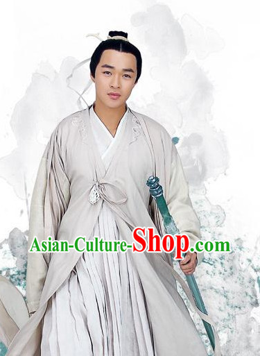 Chinese Swordman Costumes and Headbands Complete Set for Men