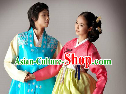 Traditional Korean Custom Made Special Day Customized Hanbok Costumes Complete Set for Couple