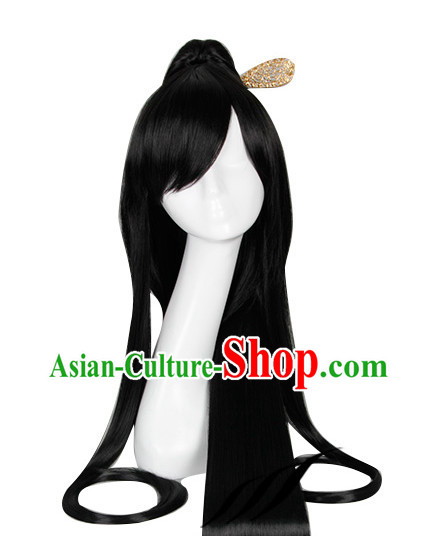 Traditional Asian Chinese Black Long Wig