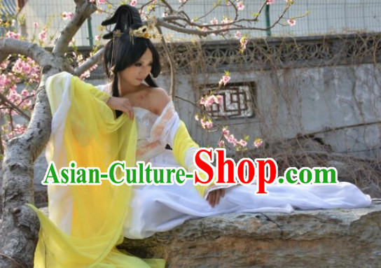 Asia Fashion Ancient China Culture Chinese Kimono Dress and Hair Accessories