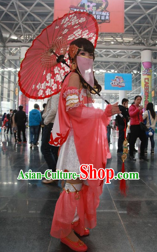 Asia Fashion Chinese Princess Cosplay Costumes and Hair Accessories Complete Set