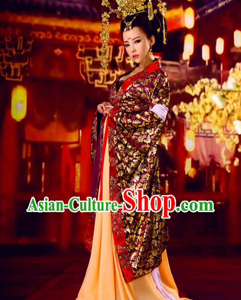 Asian Fashion Chinese Empress Costumes and Hat Complete Set