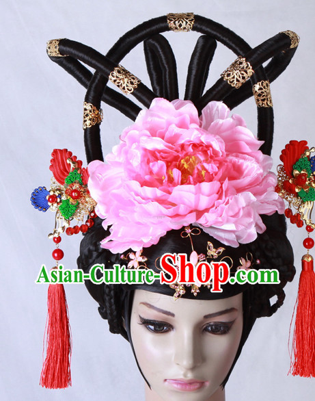 Chinese Tang Dynasty Empress Wig and Hair Accessories Complete Set