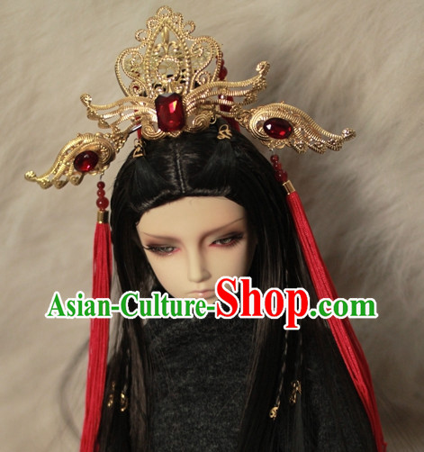 Asia Fashion Chinese Emperor Gold Hair Accessories Headbands Hair Jewelry